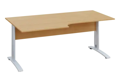 ERK 18 - 188 stůl kancelářský, rohový, levý, kovová podnož bílá, deska 18 mm, široký 1800 mm, javor horský